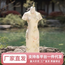 Wz新中式旗袍改良年轻款少女气质高级感复古连衣裙小个子日常可穿