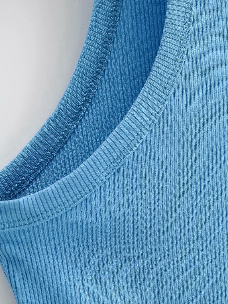 螺纹棉彩色修身短款露脐窄肩背心 外穿 小圆领夏季女式背心欧美风