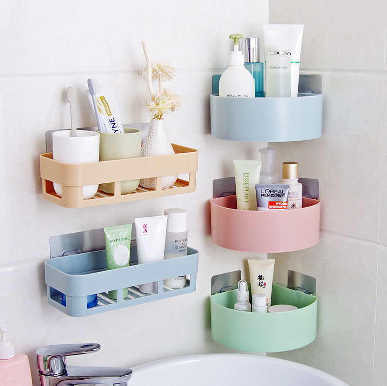 Bathroom Storage Box Punch-Free Bathroom Storage Rack Bathroom Accessories Plastic Wall Mount Shelf Storage Basket Washstand