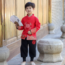 童装男童秋冬加绒套装2022年新款中国风儿童礼服秋季男孩国潮衣服