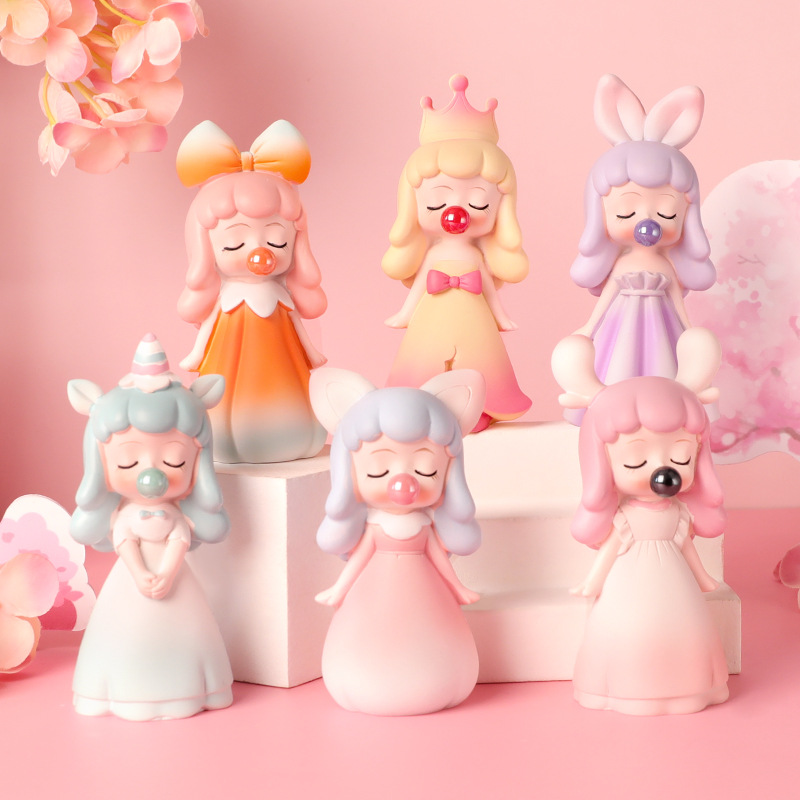 可爱梦幻吹泡泡少女盲盒蛋糕烘焙装饰摆件送同学随机惊喜小礼物