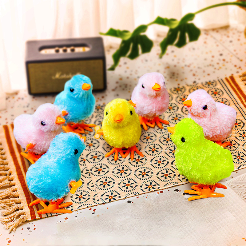 Winding Chick Clockwork Chick Simulation Plush Toys Jumping Chick Stall Hot Sale Children's Nostalgia Toy