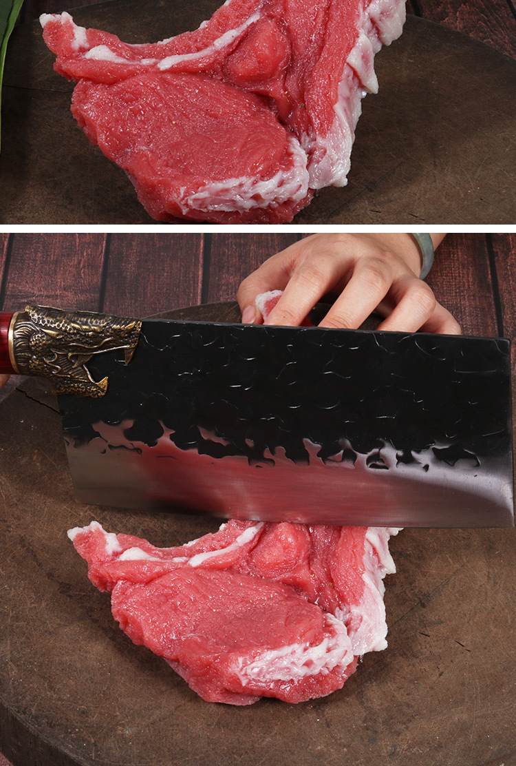 5寸铸铜头龙头切肉刀 锋利屠宰尖刀分割刀