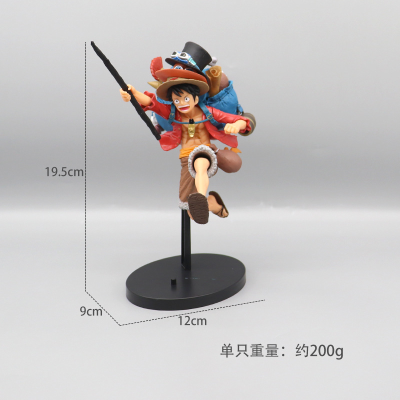 Anime Garage Kits One Piece Luffy Ace Sabo Sailing Running Backpack Model King Decoration Superstar Shaped Doll Decoration