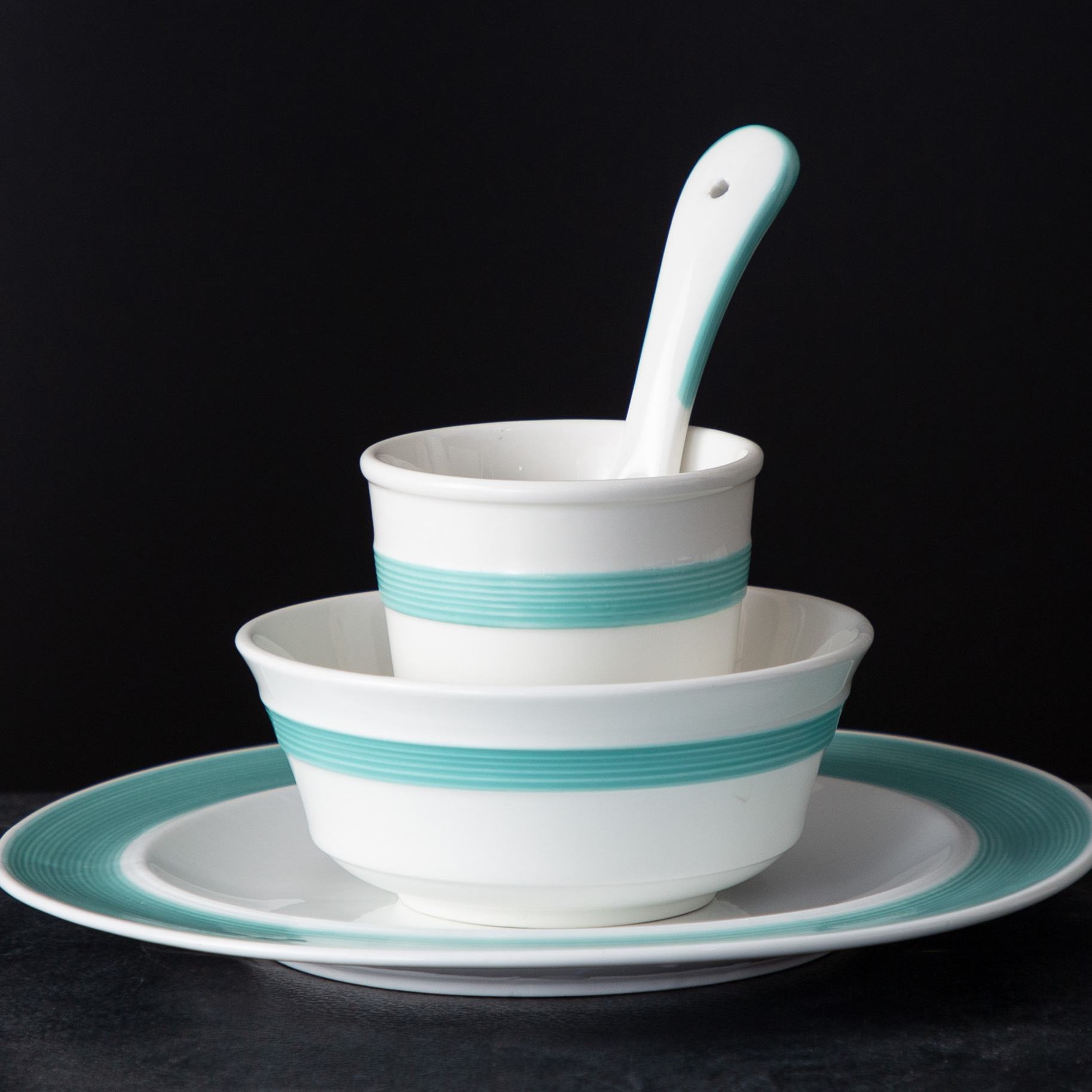 酒店用品餐具陶瓷摆台四件套饭店餐厅会所包厢盘碗碟套装印字logo