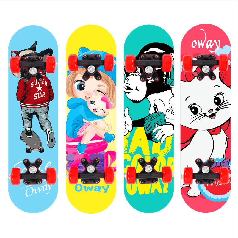 Four-Wheel Skateboard Beginner Teenagers Boys and Girls Double-Sided Children Cartoon 2406 Maple Scooter Factory Wholesale