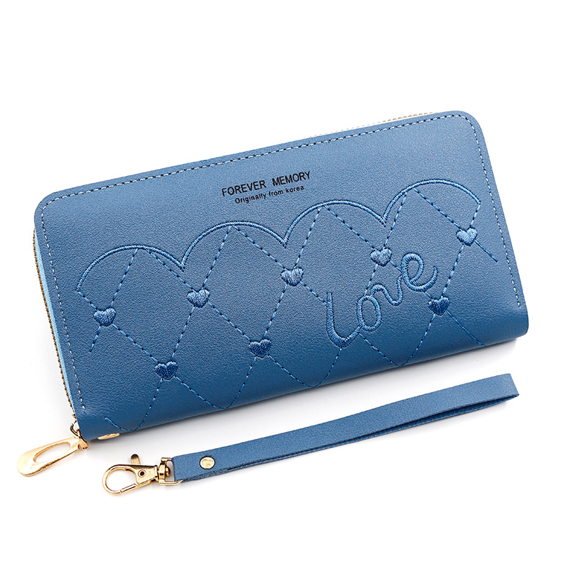 Korean Style Embroidered Handbag Coin Purse Personalized Card Holder Wallet Long Ladies Wallet Tassel Zipper Handbag