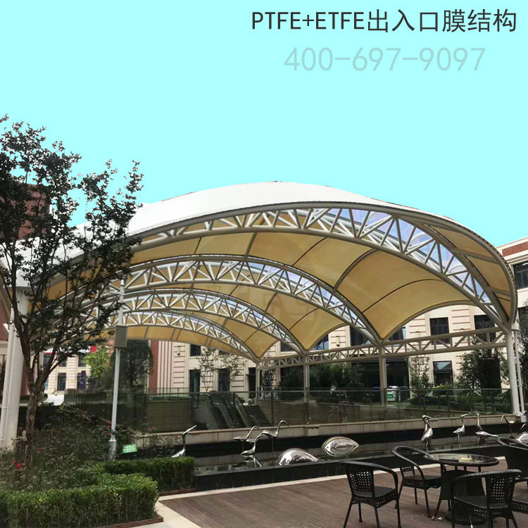 20年使用寿命地铁口火车站ptfe膜结构遮阳棚etfe膜结构雨棚工程