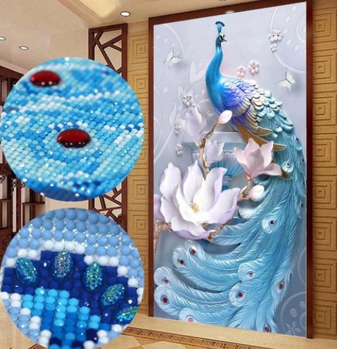 新款异形钻钻石画 孔雀玄关客厅满钻十字绣 客厅钻石绣厂家批发
