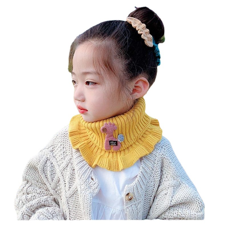 New Autumn and Winter Children's Neckerchief Cartoon Knitted Scarf Thermal and Windproof Baby Shawl Fake Collar Bandana Fashion