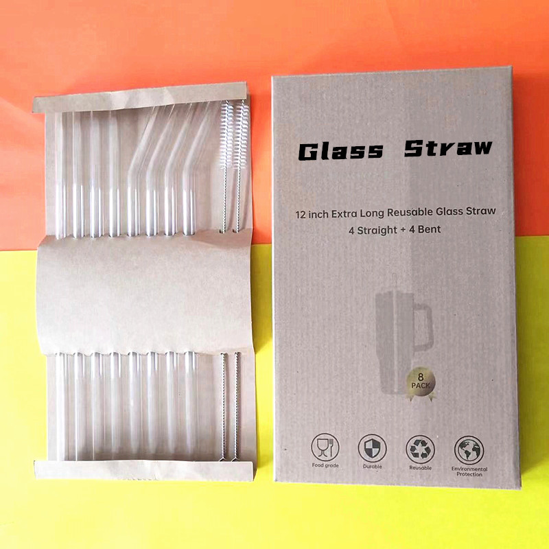 Vacuum Cup Matching Amazon Borosilicate Glass Straw Set Summer Glass Straw