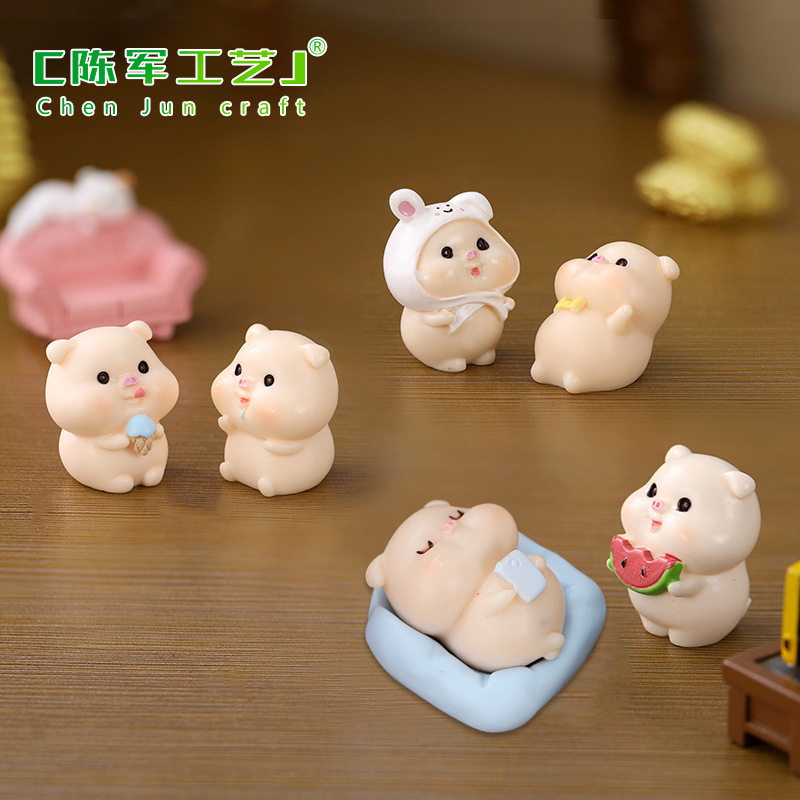 Micro Landscape Ornaments Cute Animal Cartoon Adorable Cartoon Little Pig Gardening Plant Resin Accessories