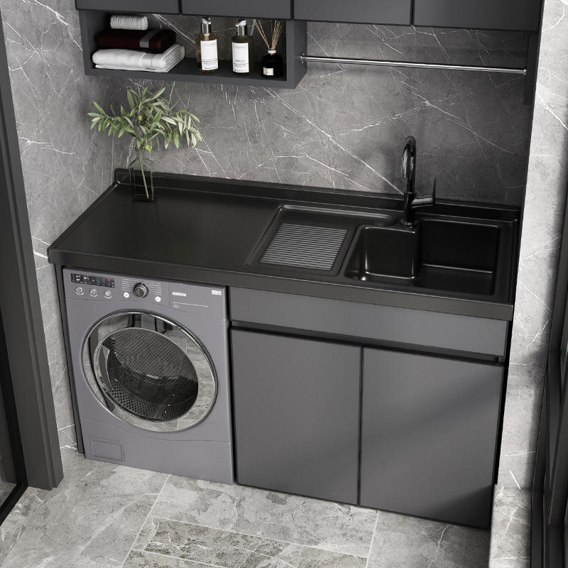 阳台洗衣机伴侣一体柜组合卫生间太空铝洗手盆洗漱台带搓板洗衣槽