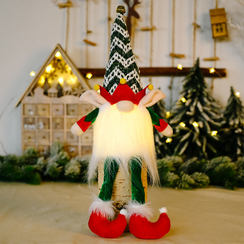 New Christmas Decoration Christmas Elf Light-Emitting Rudolf Doll Christmas Faceless Doll Doll