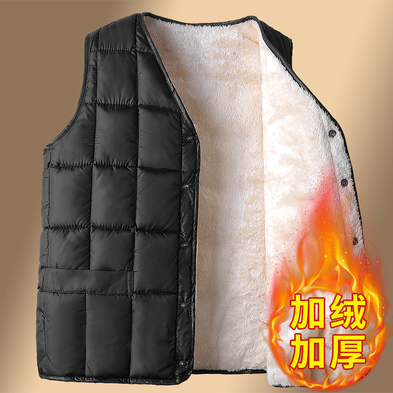 羊羔绒马甲男中老年冬季加绒保暖背心爷爷70岁老人坎肩马夹爸爸装