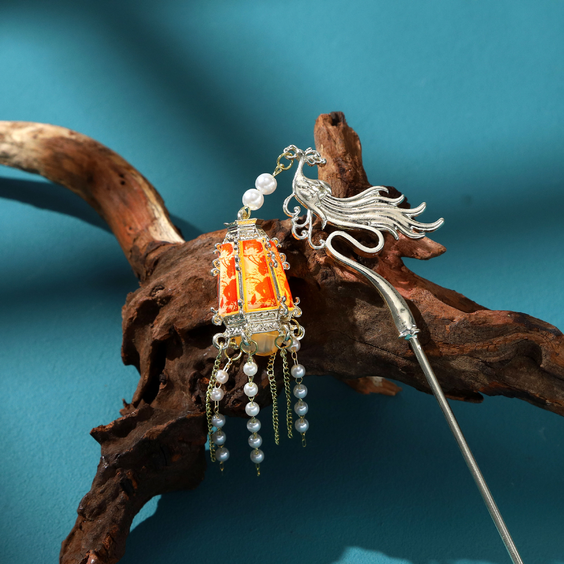 特惠古风灯笼发光流苏发簪女高级感国风汉服步摇珍珠簪子旗袍发饰