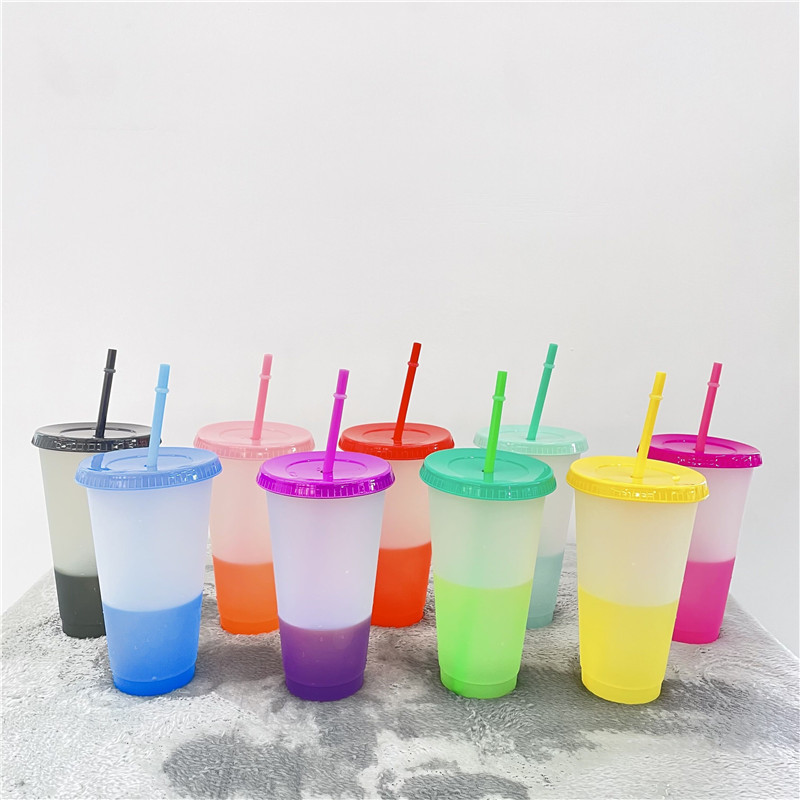 Factory New Temperature Sensitive Cold Discoloration Cup Large Capacity Pp Plastic Sippy Cup 710 Water Cup Wholesale Can Add Logo