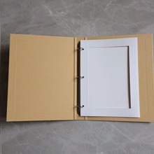 定制硬壳三孔活页夹面料色卡金属板材牛皮纸样本册四格PVC卡片袋
