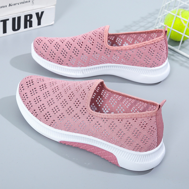 Mesh Surface Shoes Women's Summer Breathable Mesh Sneaker Women's Hollow Tennis Shoes Casual and Comfortable Mother's Shoes Old Beijing Cloth Shoes