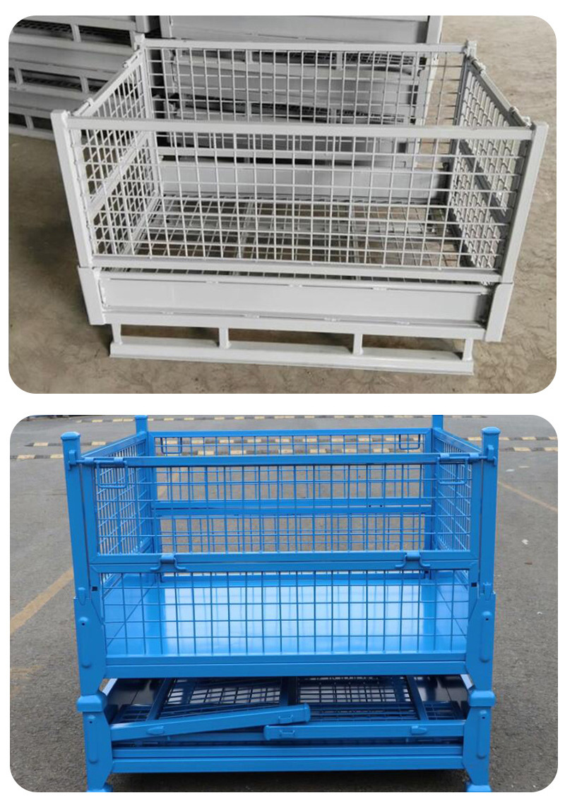 湖南厂家金属周转箱车间物料折叠物流铁箱 加厚钢制托盘式周转筐