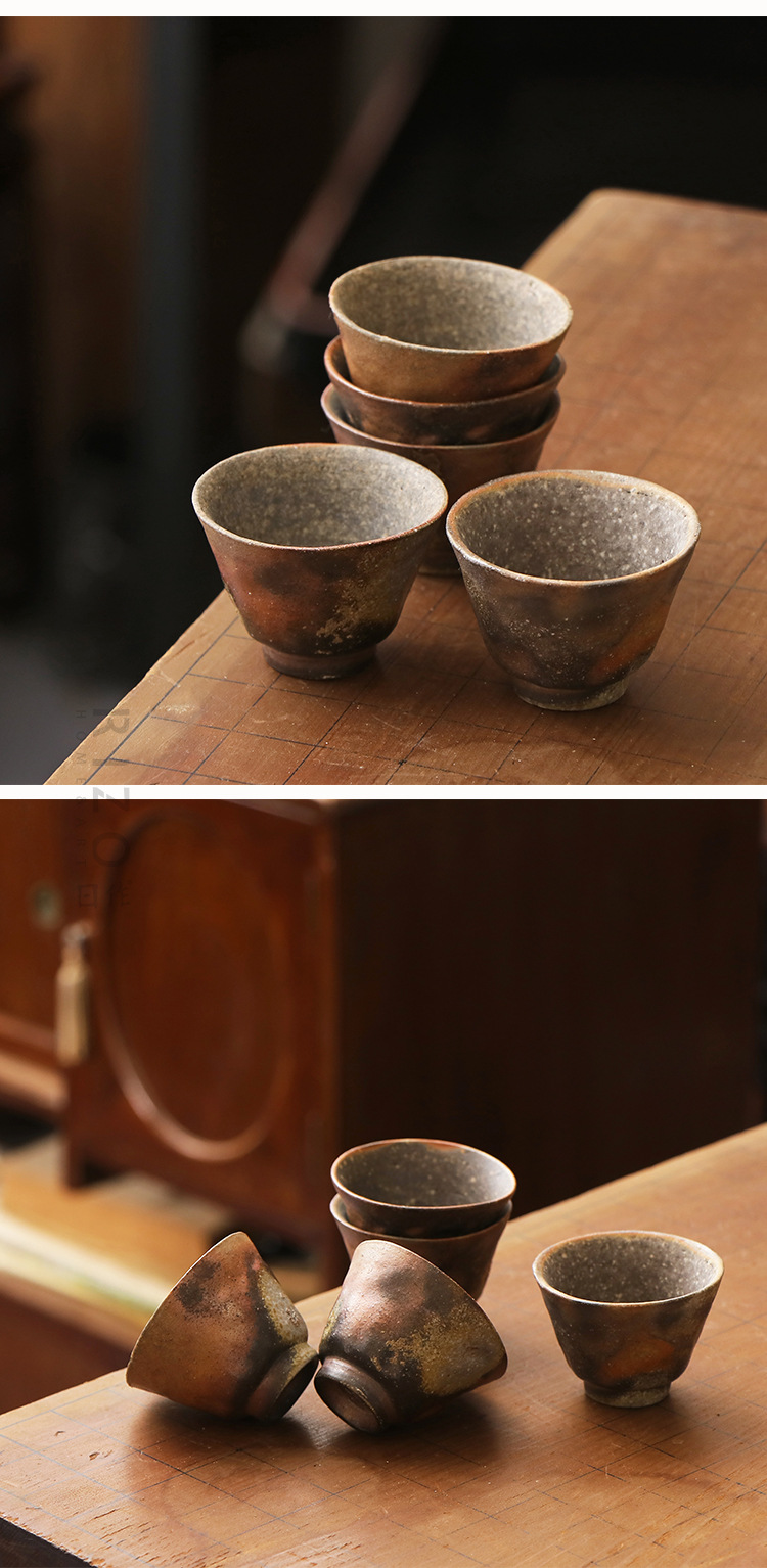日本进口备前烧名家小西陶古柴烧素纹杯茶杯 主人杯水杯