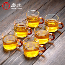 MPM3玻璃茶杯小杯子小玻璃杯带把品茗杯功夫小茶杯6只装茶具喝茶