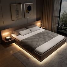 北欧床现代简约储物床日式榻榻米板式床1.8米1.5米双人酒店主卧床