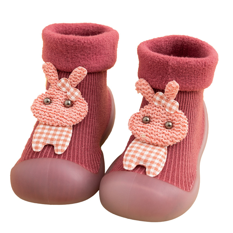 Winter Keep Baby Warm Fleece-lined Floor Shoes Children's Indoor and Outdoor Soft Bottom Toddler Shoes Boys and Girls Fashion Cartoon Socks Shoes