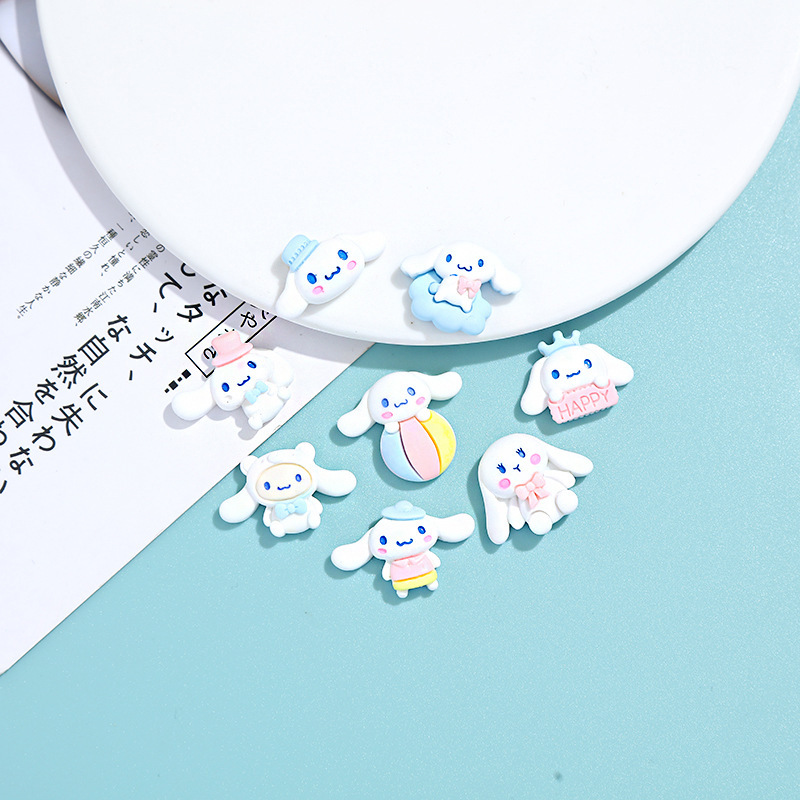 Cute Cartoon Big Ear Dog Cream Glue Phone Case DIY Material Package Handmade Hair Accessories Resin Accessories