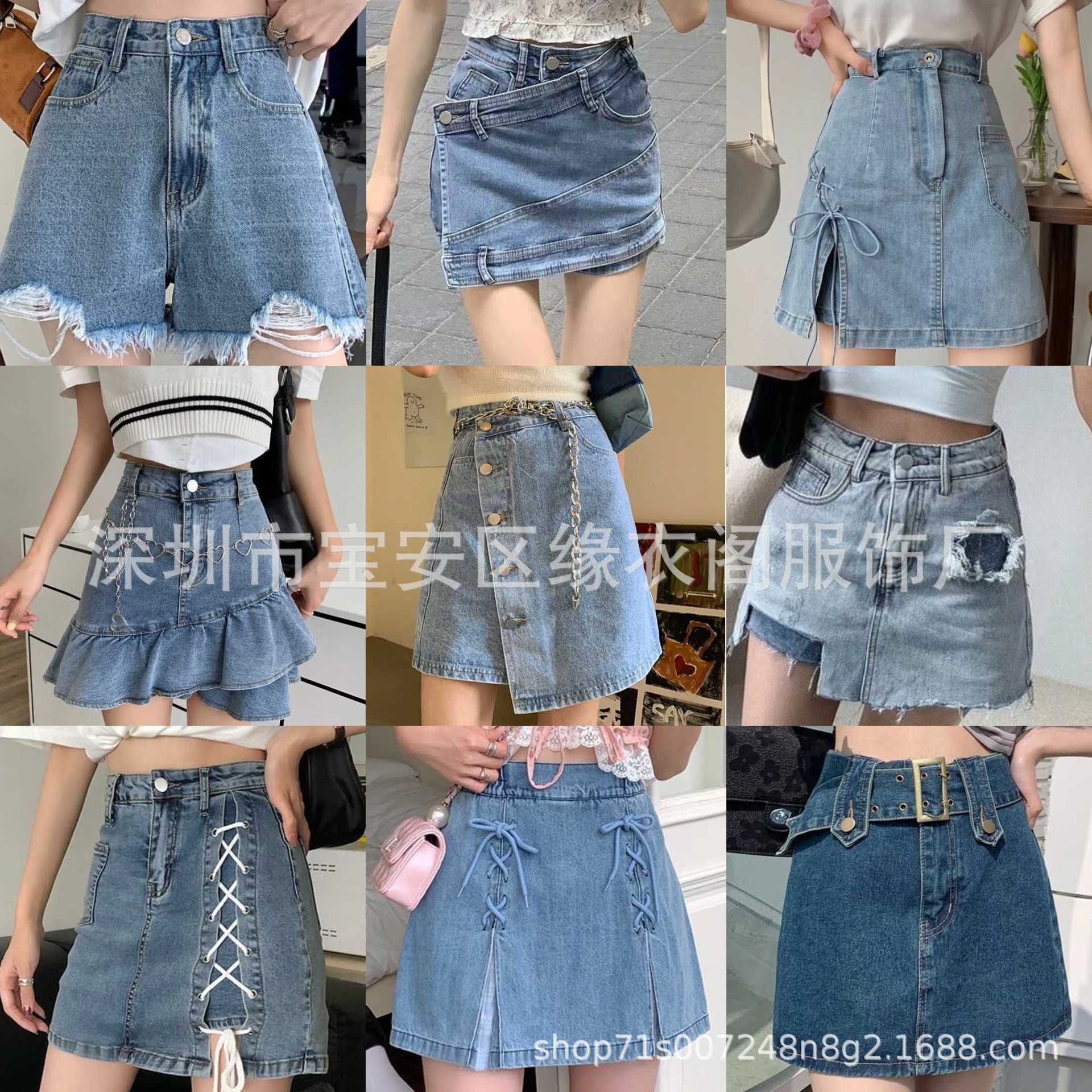 2023 hot summer women‘s denim short skirt versatile fresh casual women‘s short skirt shorts stall supply wholesale