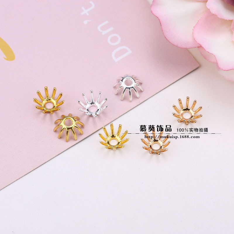 DIY饰品配件 古装头饰材料 新款10mm合金小花 金色/银色/KC金