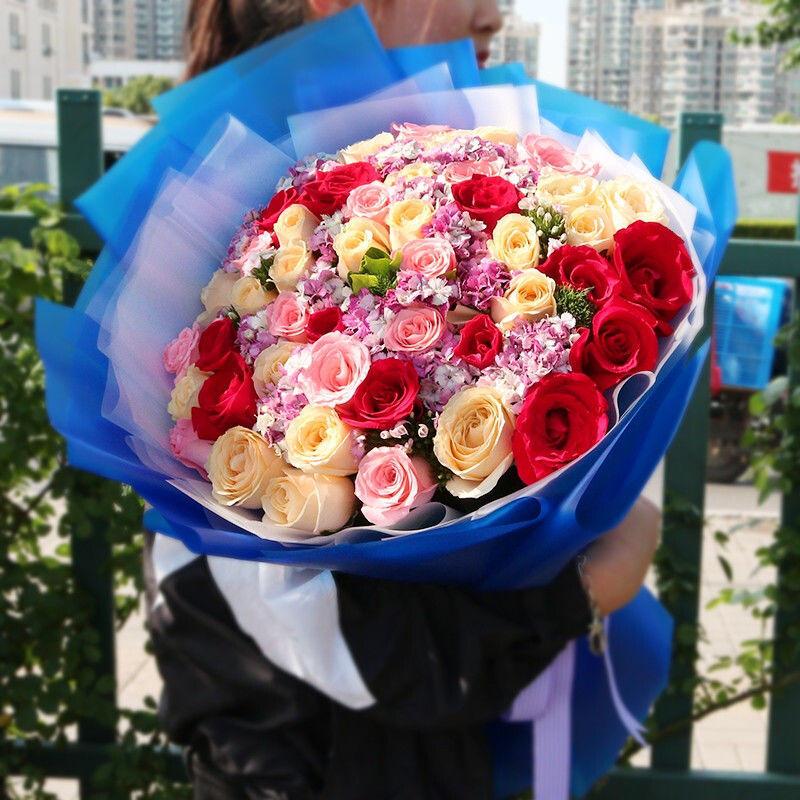 情人节玫瑰花真花花束礼盒送女友生日表白全国同城速递送鲜花上门