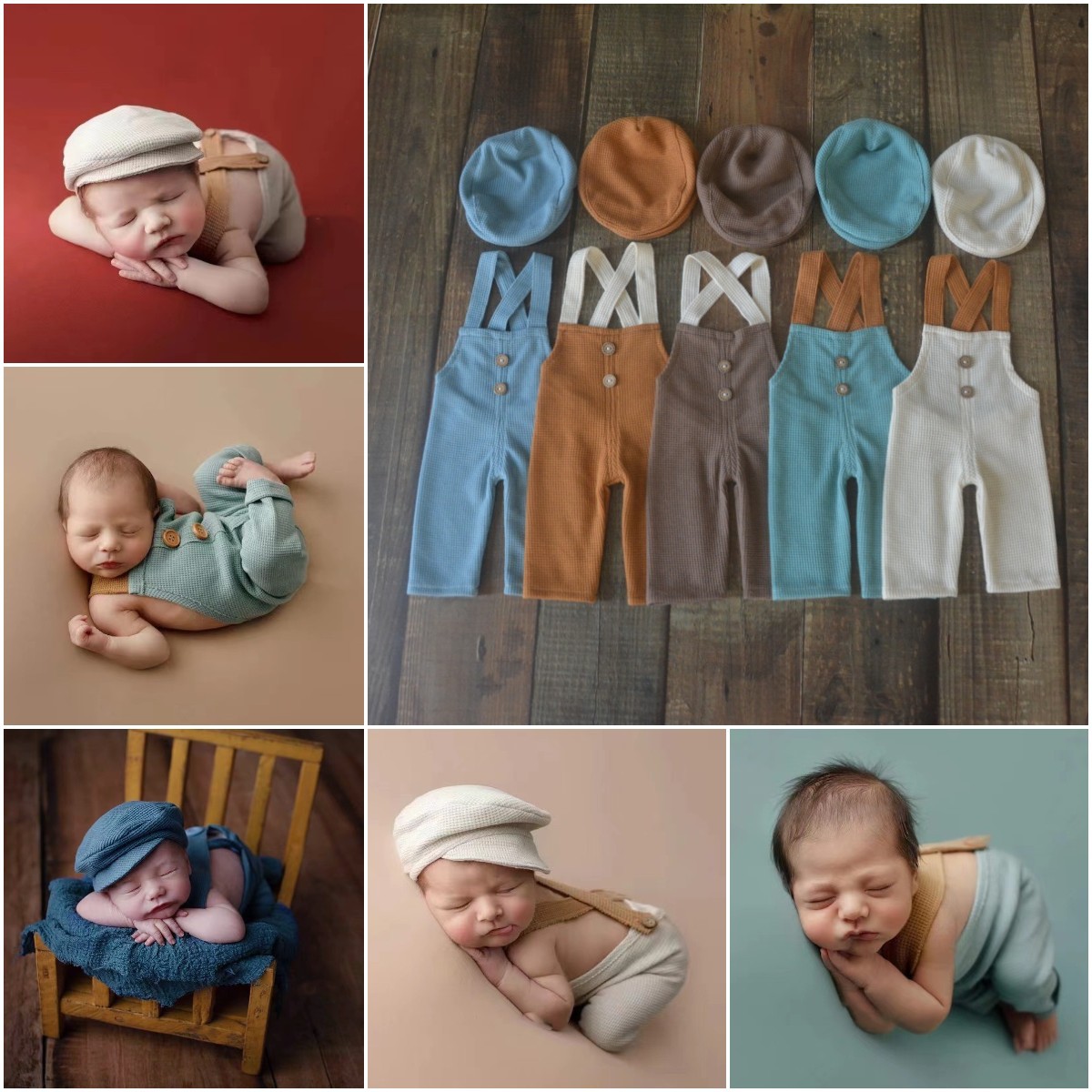 Cross-Border Newborn Photography Clothing Baby Photography Hat Suspender Pants Baby Boy Confinement Photo Photo Clothes Studio Baby Clothes