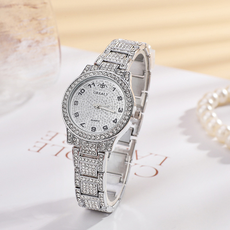 New Fashion Diamond Women's Watch Diamond Surface Digital Pointer European Han Style Wrist Watch Factory Direct Sales