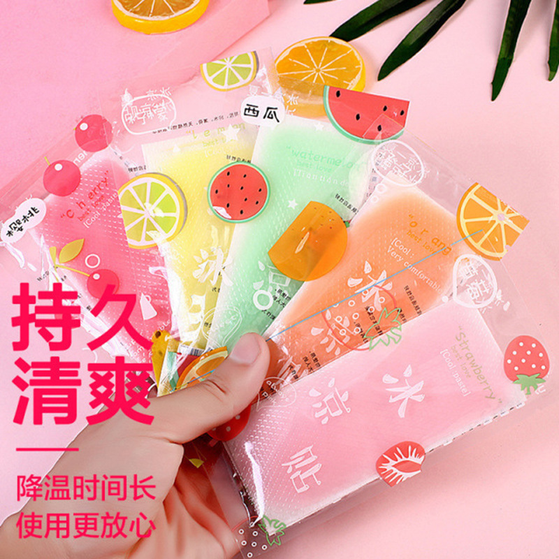 Factory Wholesale Summer Cartoon Ice Stickers Mobile Phone Ice Stickers Student Military Training Summer-Proof Cool Water Fruit Flavor Ice Stickers