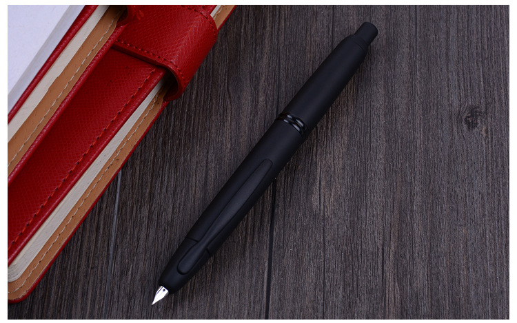 日本pilot百乐黑武士钢笔按压式capless磨砂黑杆18k金尖fc-1800r