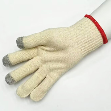 跨境新款棉纱触屏手套男女劳保劳动触摸屏防护工作白色纱手套批发