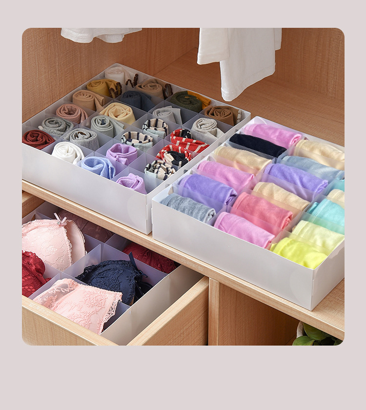 内衣收纳盒批发现货多格家用袜子内裤收纳盒三件套分隔储物整理盒