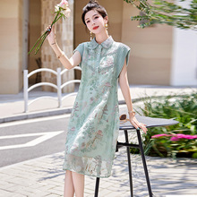 新中式连衣裙2024夏新款高端精致漂亮设计感改良旗袍刺绣宽松裙子