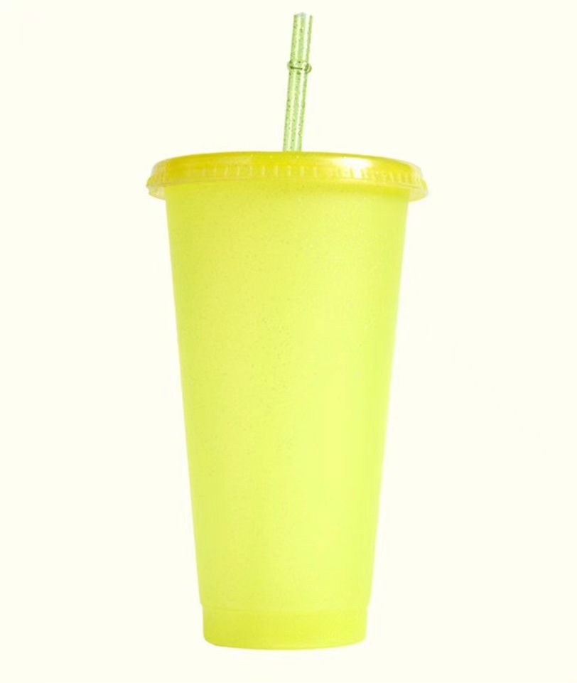 Factory Direct-out Temperature-Sensitive Cold Color Changing Cup Large Capacity Pp Plastic Straw Cup Fashion Water Cup Wholesale Logo Can Be Added