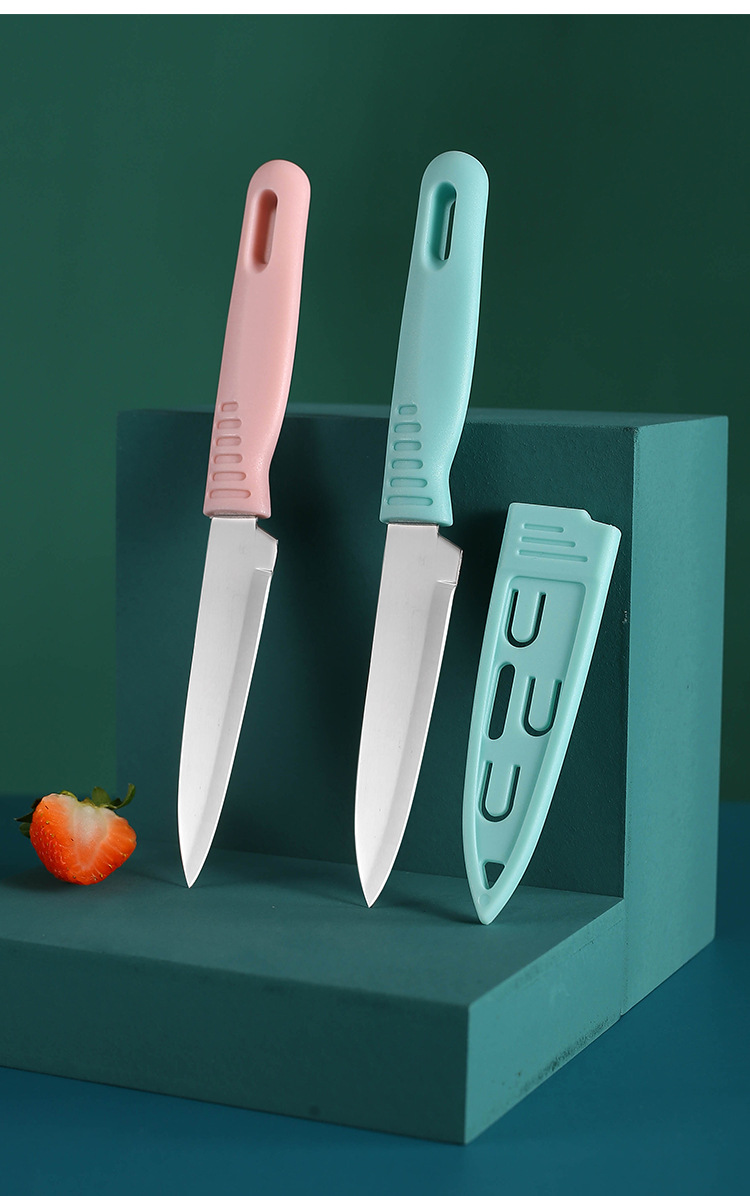 不锈钢镜光水果刀带保护套瓜果小刀削皮刀便携宿舍随身刀家用厨房