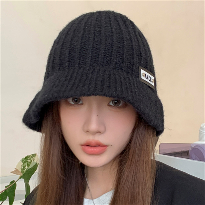 Hat Autumn and Winter Women's Woolen Cap Fashionable Warm Face-Looking Little Wild Loose Ear Protection Bucket Hat Knitted Fisherman Hat
