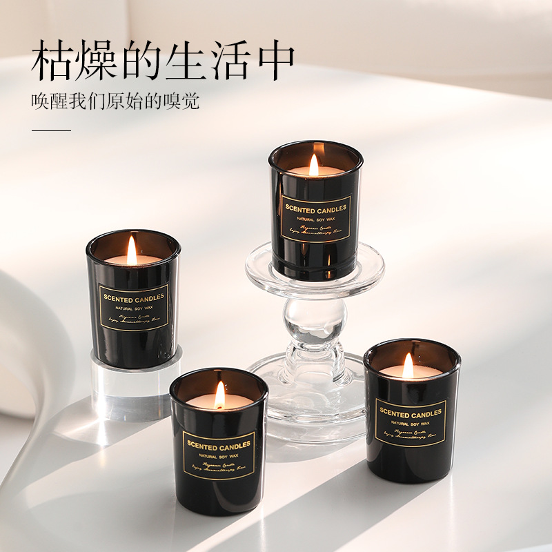 aromatherapy candle factory in stock 5*6 glass soy wax independent packaging 19 kinds of fragrance try with fragrant hand gift box