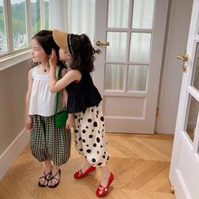 奶油KIDS女童吊带套装2024夏季新款时髦洋气儿童灯笼裤宝宝两件套