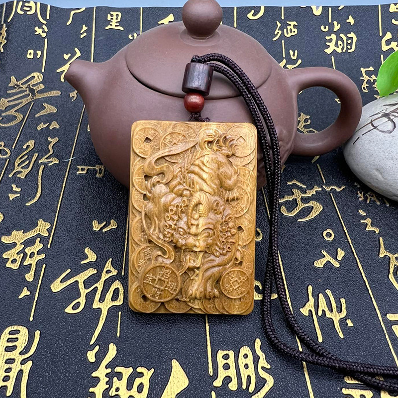 佛牌绿檀项链挂坠黑檀汽车挂件钥匙扣招财木牌文玩饰品厂家直销