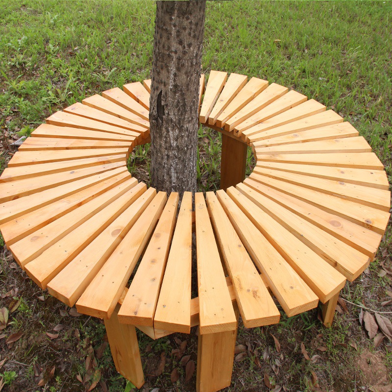 户外庭院露天小区休闲防腐木头围树凳子花园公园座椅实木阳台花架