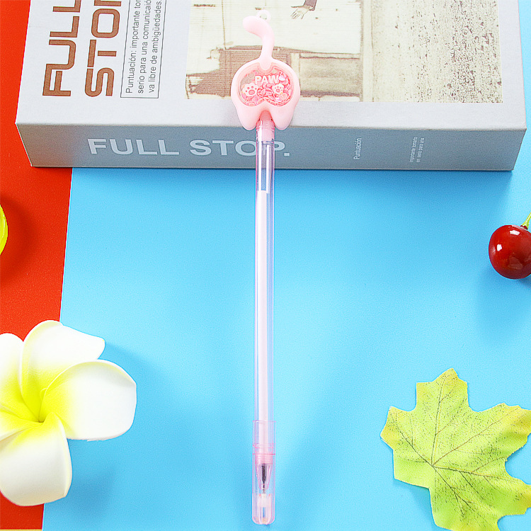 Cute Cat Sequins Gel Pen Creative Stationery Transparent Rod Student Water-Based Paint Pen Fun Office Supplies Signature Pen