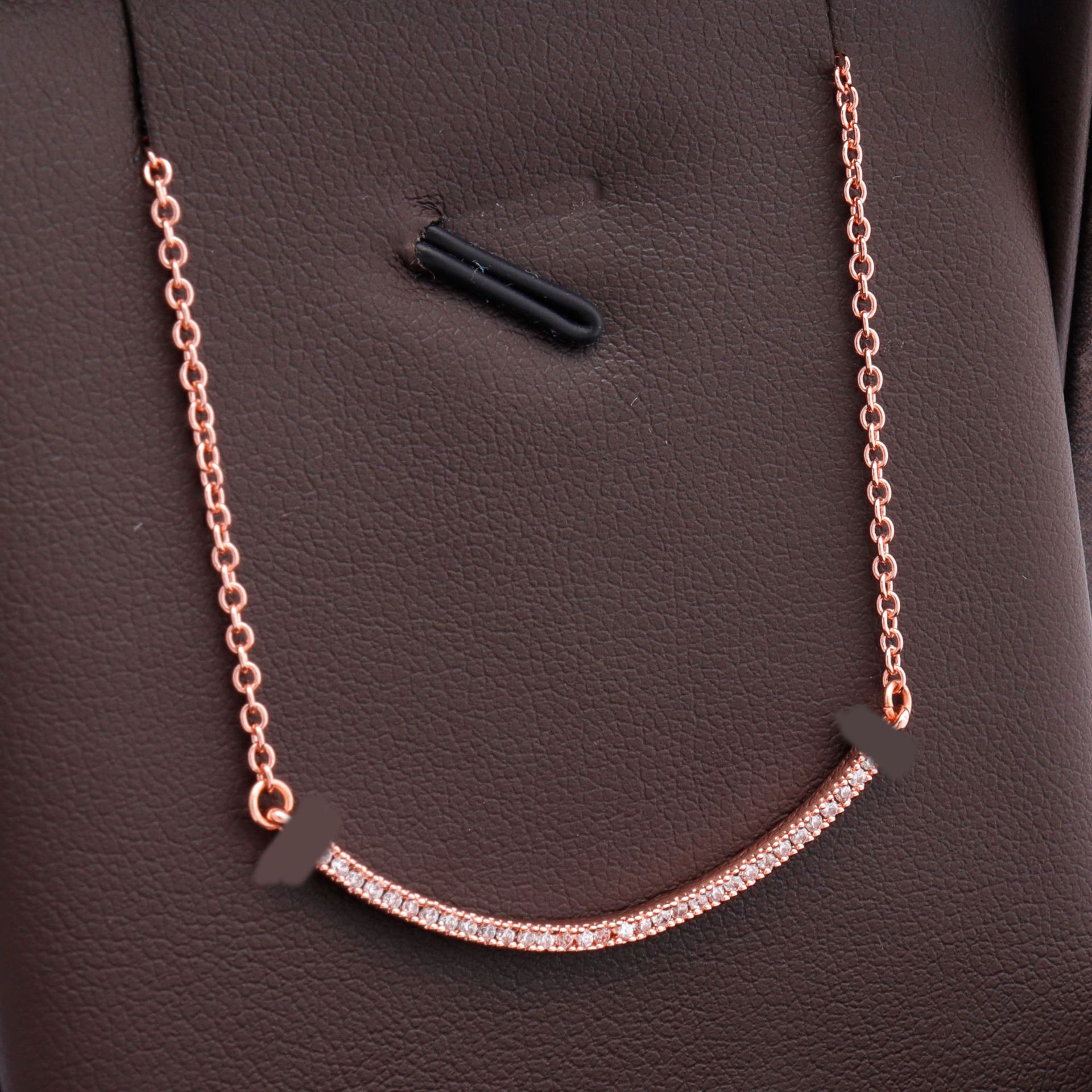 t家高版本微笑笑脸项链女蒂凡尼提夫尼锁骨链玫瑰金tiffantiffn