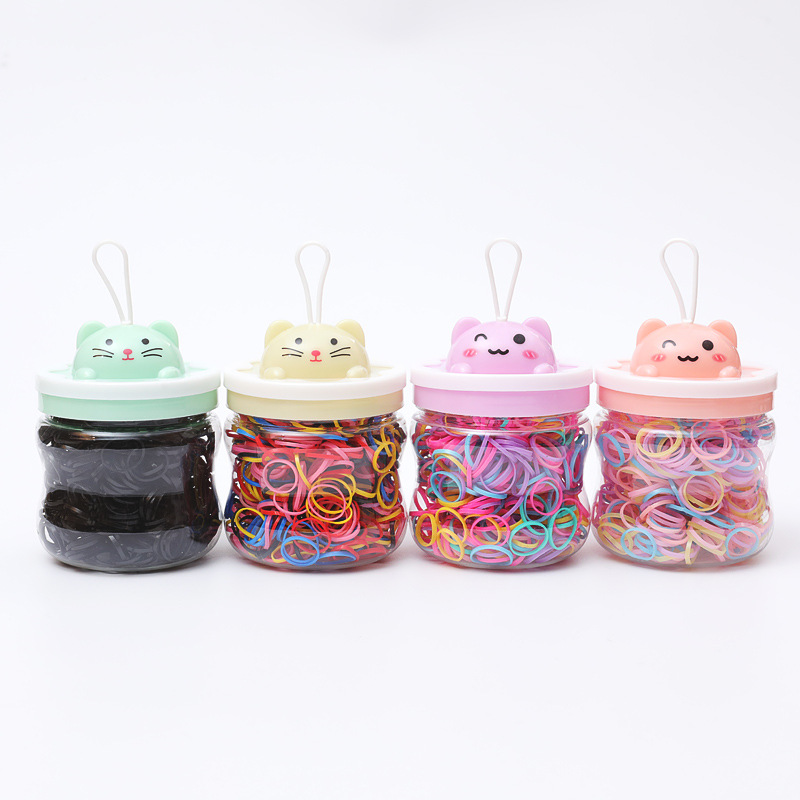 Korean Style Disposable Hair Band Rainbow Color Not Easy to Break Children's Rubber Band Braid Durable Canned Little Hair Ring Wholesale