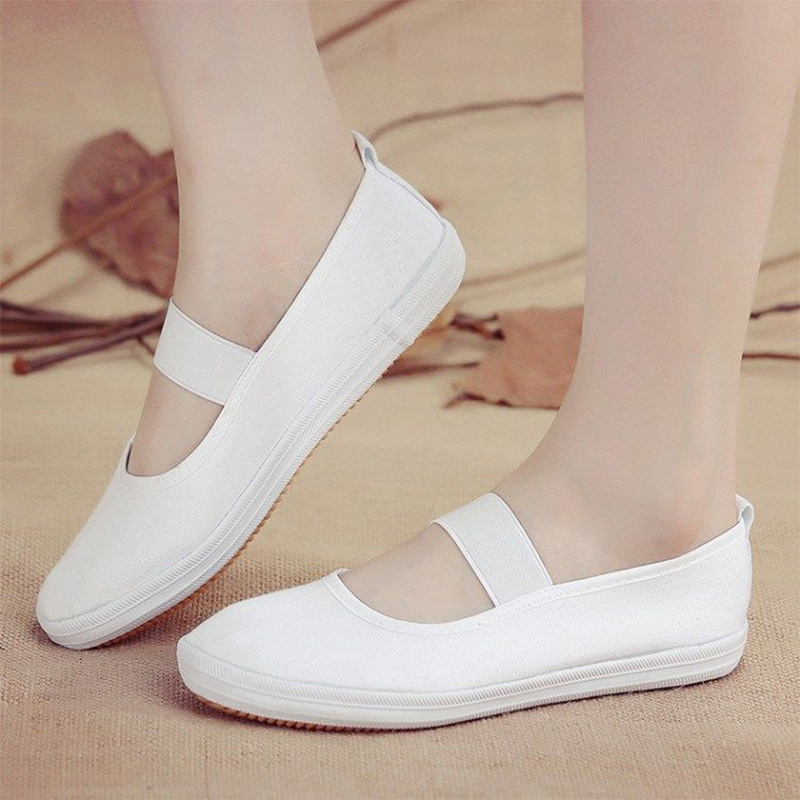 舞蹈鞋儿童女跳舞鞋女童体操表演六一表演小白鞋单鞋平底晨练布鞋